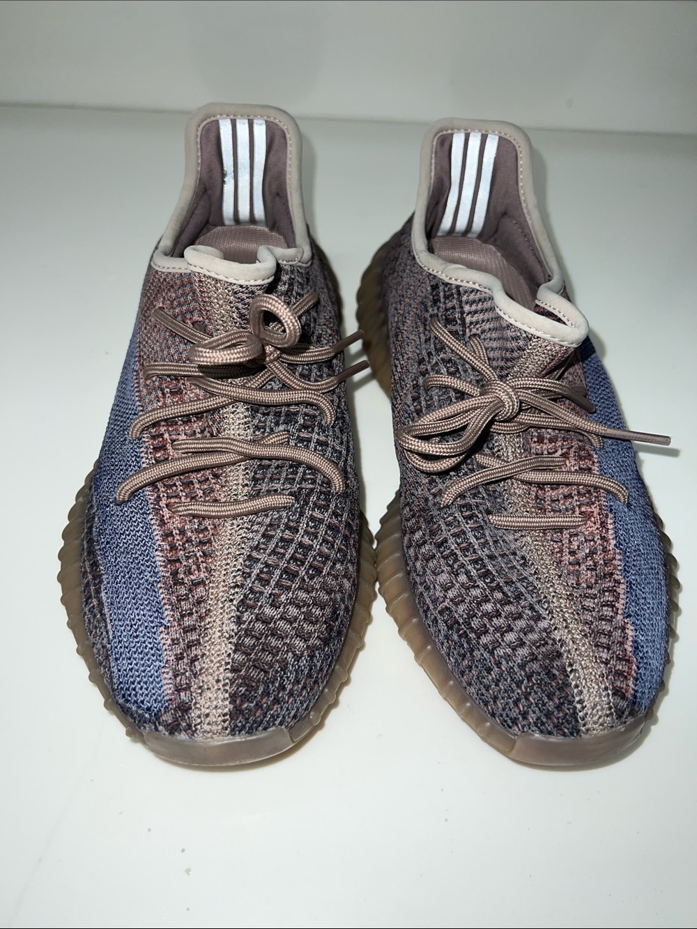 Adidas Yeezy Multicolor Knit Low-Top Sneakers - Brown / Blue